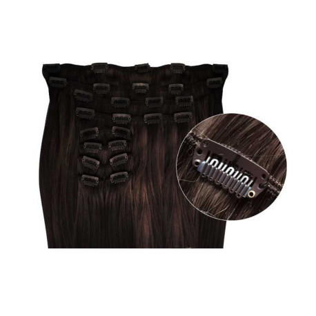 Euronext clip in dark brown 18 inch human outlet hair extensions