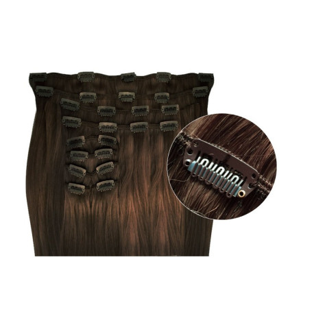 Synthetic clip in hair extensions chestnut extra volume 18 inch