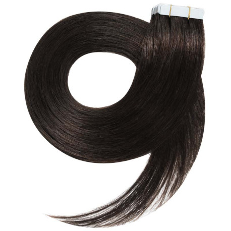 Tape in hair extensions straight n°1B (dark brown) 28 inch