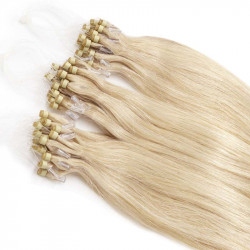 Micro loop hair extensions platinum blonde straight 18"