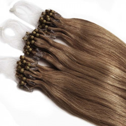 Micro loop extensions 100 % human hair n°12 (light chestnut) 18 Inch