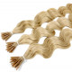 Micro ring hair extensions curly n613 (light blonde) 100% natural hair STICK TIP 24 Inch