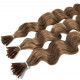 Micro ring hair extensions curly n12 (light chesnut) 100% natural hair STICK TIP 24 Inch