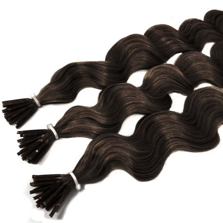 Extensions n 2 (dark chestnut) 100% natural hair cold attachment 50 cm curly