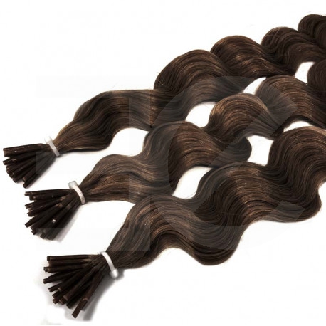 Micro Ring Extensions - Chocolate natural curly hair 18 Inch 1g