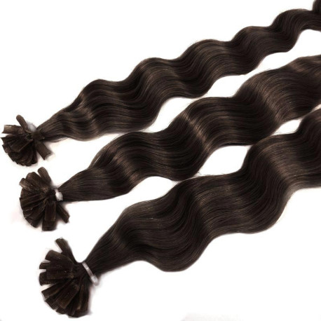 Extensions n 2 (dark chestnut) 100% natural hair hot fusion 50 cm curly