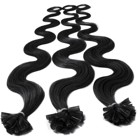 Extensions n 1 (black) 100% natural hair hot fusion 63 cm curly