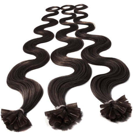 Extensions n 2 (dark chestnut) 100% natural hair hot fusion 50 cm curly