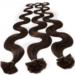 Pre bonded hair extensions chocolate wavy 18"