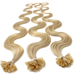 Extensions n 613 (light blonde) 100% natural hair hot fusion 50 cm curly