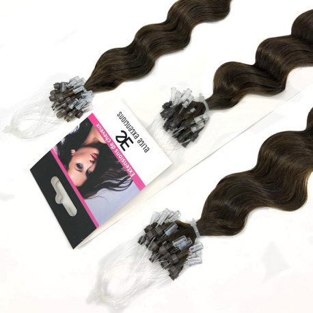 Micro loop hair extensions curly n°2 (DARK CHESTNUT) 24 Inch