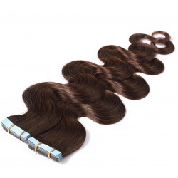 Tape in hair extensions chocolate wavy 18"