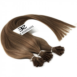 Micro ring hair extensions light chestnut straight 18"