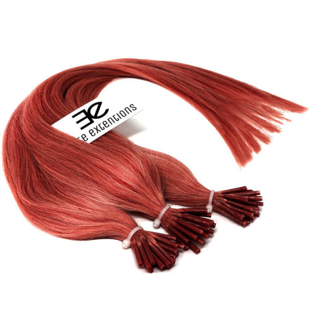 Micro ring hair extensions red straight 18"