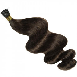 Micro ring hair extensions jet black wavy 24"