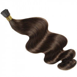 Micro ring hair extensions jet black wavy 24"