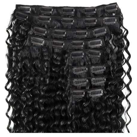 Clip in hair extensions jet black curly max volume 180G 24"