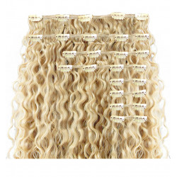 Clip in hair extensions light blonde curly max volume 180G 24"