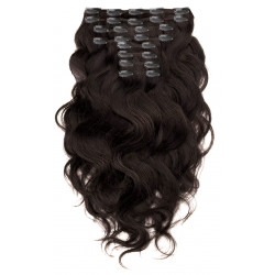 Clip in hair extensions dark brown wavy max volume 180G 24"