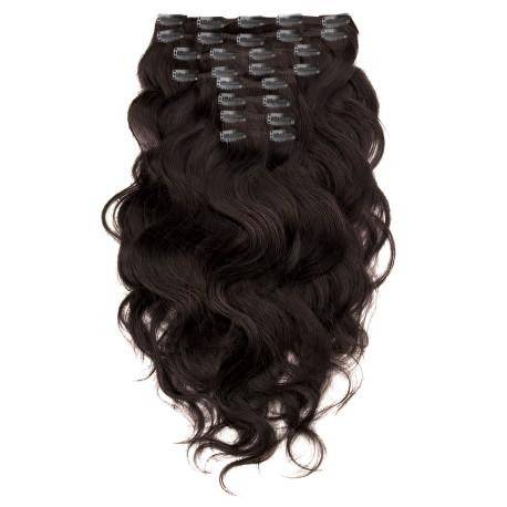 Clip in hair extensions dark brown wavy max volume 180G 24"