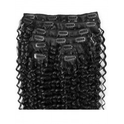 Clip in hair extensions jet black curly 24 inch