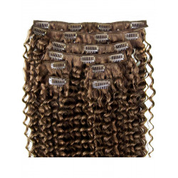 Clip in hair extensions light chesnut curly 24 inch