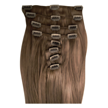 Clip in hair extensions light chestnut 20 inch