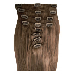 Extensions n 4 (chocolate) 100% natural hair clip-in 55 cm