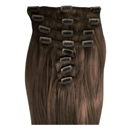 Extensions n 4 (chocolat) cheveux 100% naturels clips 55 cm