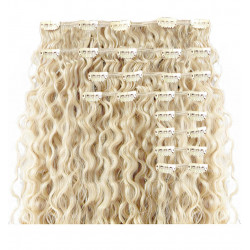 Clip in hair extensions curly n°613 (light blonde) max volume 180g 24 inch