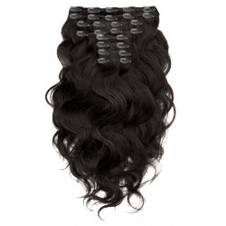 Clip in hair extensions natural black wavy max volume 180G 24"